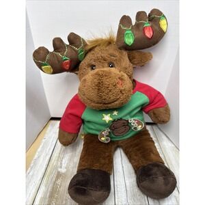 Build A Bear Hal Christmas Moose Plush‎ Tshirt  Lights Up Antlers Reindeer Plush